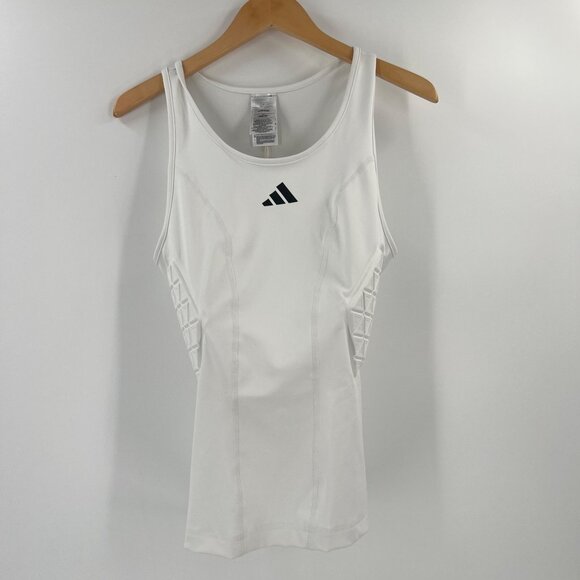 Adidas Men Large White Integrated Padded Sleeveless Compression Protective Tank - Picture 12 of 12